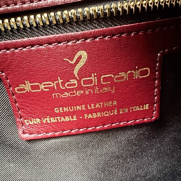 Alberta Di Canio Leather Burgundy Wine Medium Backpack - Picture 8 of 8